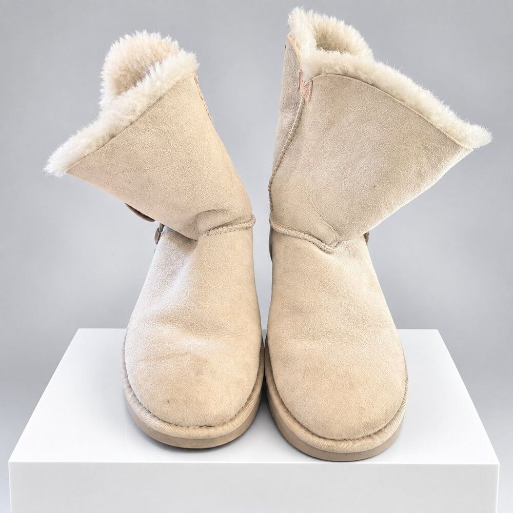 UGG Bailey Button Charm Womens Shearling Ankle Boots US 7 Gray